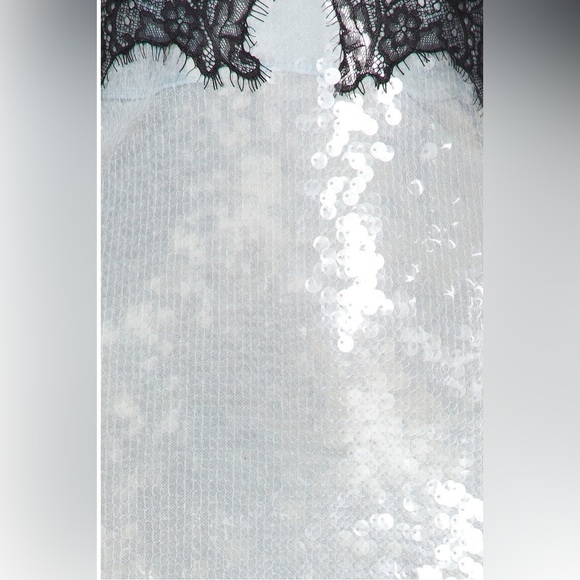 Retrofete Ellen Sequin Dress Midi Icy Blue Strapless - Picture 8 of 11